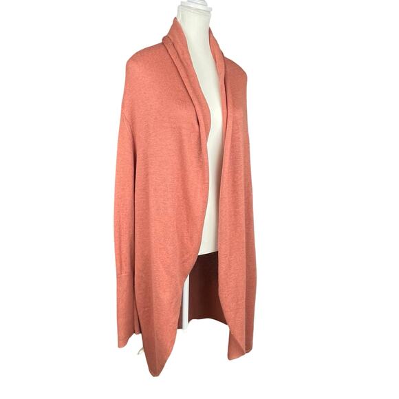 LEITH Womens Medium Pink Cardigan Shawl Collar Soft Long Open‎ Front Pockets - Picture 3 of 10